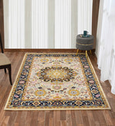 Traditional Persian-inspired rug with ornate central medallion design